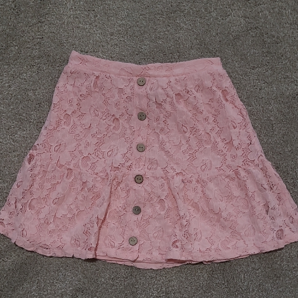 Amy Byer Pink Lace Mini Skirt